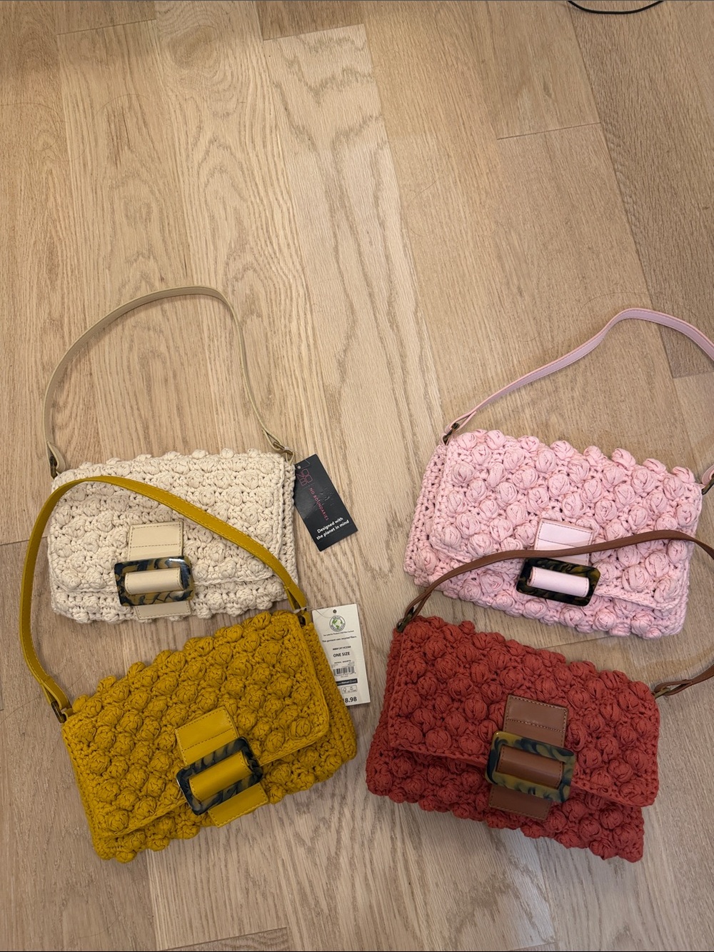 New No Boundaries Crochet Shoulder Bags - Pink, Cream, Mustard, Rust